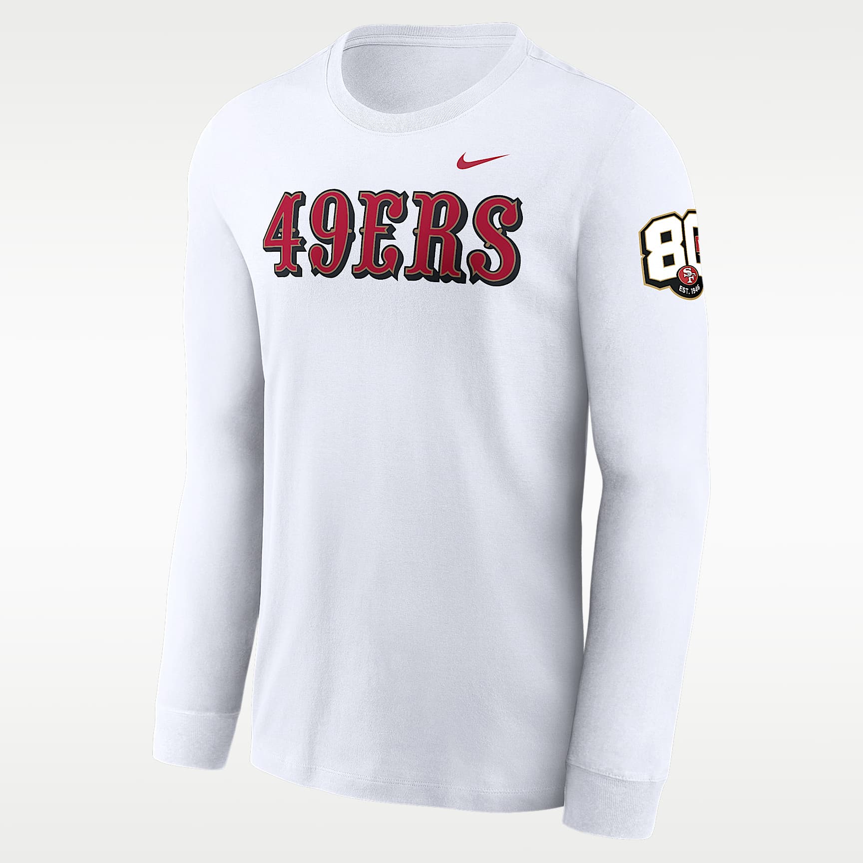 秋SALE 49ERS フットボール TシャツALSTYLE ホワイトUSA San Francisco 49ers 80th Anniversary Goal Line Stand Men's Nike